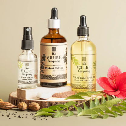 Combo of 3 Products: Curry Leaf Hair Oil + Brahmi Hair Oil + Neem & Palash  Hair Spray
