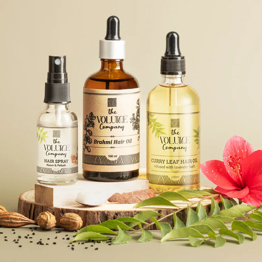 Combo of 3 Products: Curry Leaf Hair Oil + Brahmi Hair Oil + Neem & Palash  Hair Spray